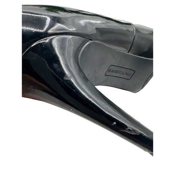 Bandolino Size 10M Business Casual Black Patent Leather Peep Toe Heels - Picture 8 of 12